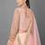 Peach embroidered net semi stitched wedding lehenga