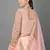 Peach embroidered net semi stitched wedding lehenga