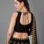 Black embroidered georgette semi stitched wedding lehenga