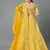 Mesmerizing Yellow Sequins, Zari, and Thread Embroidered Heavy Dola Silk with Heavy Fusing Wedding Designer Lehenga