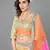 Beige embroidered net semi stitched wedding lehenga