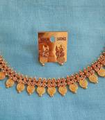 Necklace  Gold Plated Long Temple Coin Traditional South Look Fashion Jewellery Set For Women.