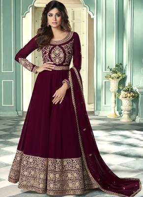 Maroon Georgette Anarkali Salwar Kameez 1