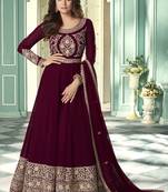 Maroon Georgette Anarkali Salwar Kameez