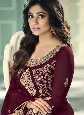 Maroon Georgette Anarkali Salwar Kameez 2