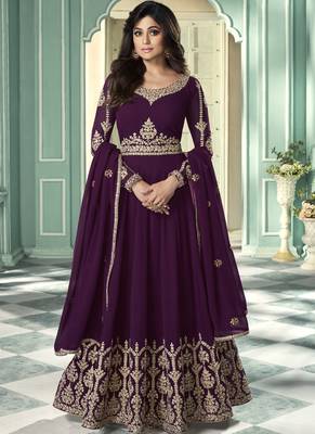 Wine Georgette Anarkali Salwar Kameez 1