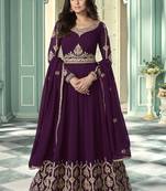 Wine Georgette Anarkali Salwar Kameez
