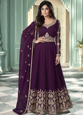 Wine Georgette Anarkali Salwar Kameez 2