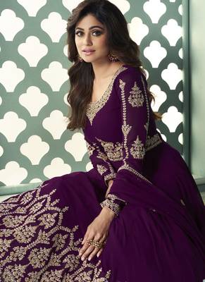 Wine Georgette Anarkali Salwar Kameez 3