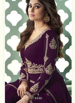 Wine Georgette Anarkali Salwar Kameez 4