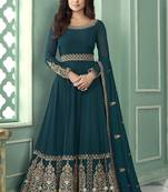 Dark Teal Georgette Anarkali Salwar Kameez