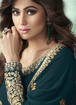 Dark Teal Georgette Anarkali Salwar Kameez 4