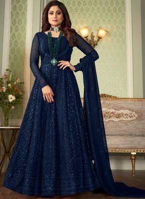 Royal Blue Georgette Anarkali Salwar Kameez 1