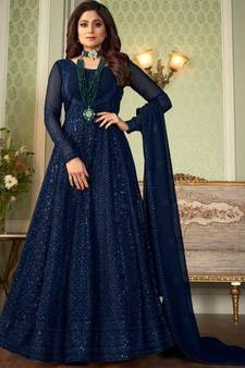 Royal Blue Georgette Anarkali Salwar Kameez
