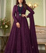 Wine Georgette Anarkali Salwar Kameez