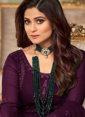 Wine Georgette Anarkali Salwar Kameez 2