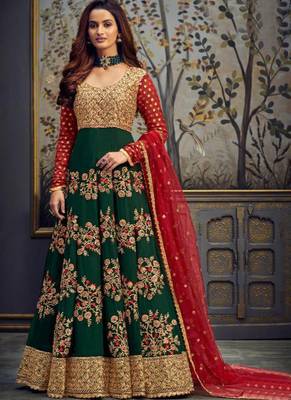 Green Georgette Anarkali Salwar Kameez 1