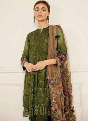 Mehendi Georgette Pakistani Salwar Kameez 2