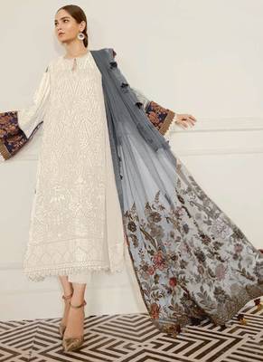 White Georgette Pakistani Salwar Kameez 1
