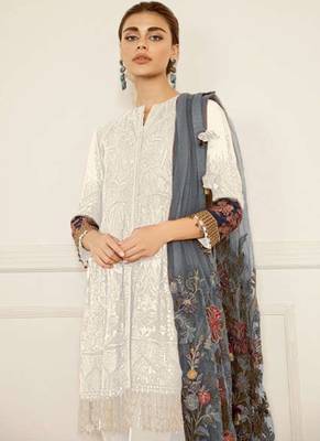 White Georgette Pakistani Salwar Kameez 2