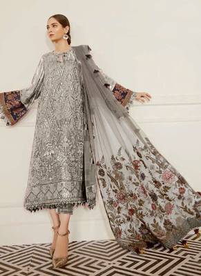 Grey Georgette Pakistani Salwar Kameez 1