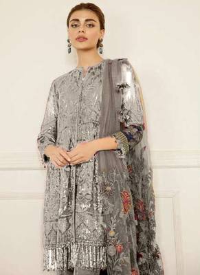 Grey Georgette Pakistani Salwar Kameez 2