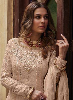 Cream Georgette Pakistani Salwar Kameez 2