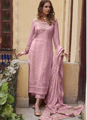 Pink Georgette Pakistani Salwar Kameez 1