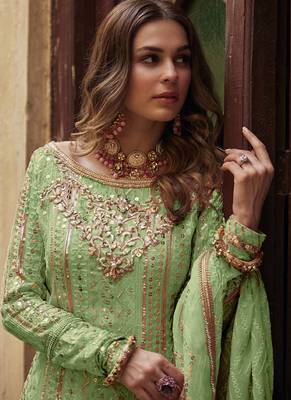 Sea Green Georgette Pakistani Salwar Kameez 2