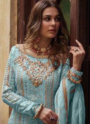 Sky Blue Georgette Pakistani Salwar Kameez 2