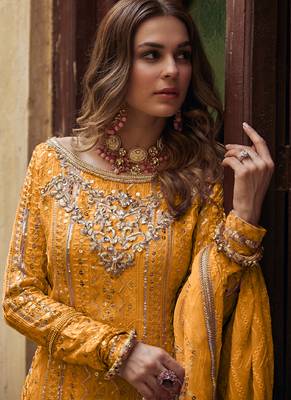 Yellow Georgette Pakistani Salwar Kameez 2