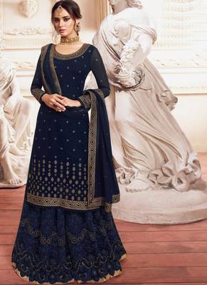 Blue Georgette Pakistani Salwar Kameez 1