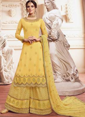 Yellow Georgette Pakistani Salwar Kameez 1