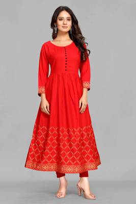 Red printed rayon ethnic-kurtis 2