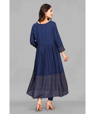 Navy-blue printed rayon ethnic-kurtis 4