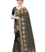 Black embroidered silk saree with blouse