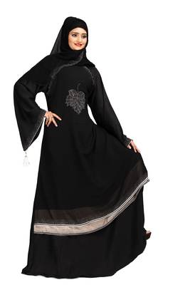 Khadija fashion, Latest Imported nida fabric burqa for women double layer stone designed bottom with dupatta 1