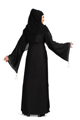 Khadija fashion, Latest Imported nida fabric burqa for women double layer stone designed bottom with dupatta 2
