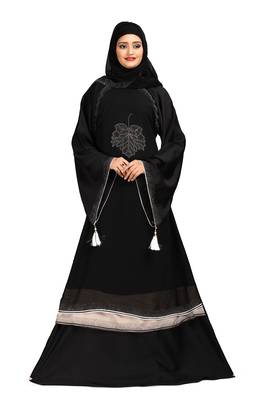 Khadija fashion, Latest Imported nida fabric burqa for women double layer stone designed bottom with dupatta 3