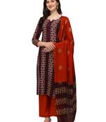 purple Soft Cotton Wex Batik Print Suits