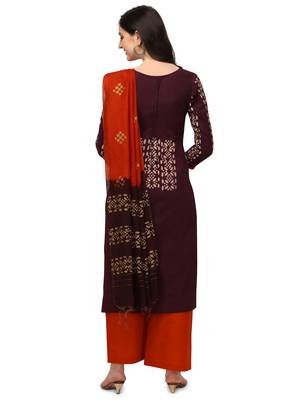 purple Soft Cotton Wex Batik Print Suits 2