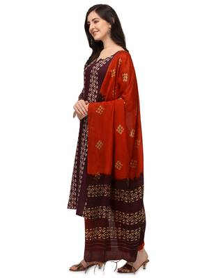 purple Soft Cotton Wex Batik Print Suits 3