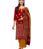 maroon Soft Cotton Wex Batik Print Suits