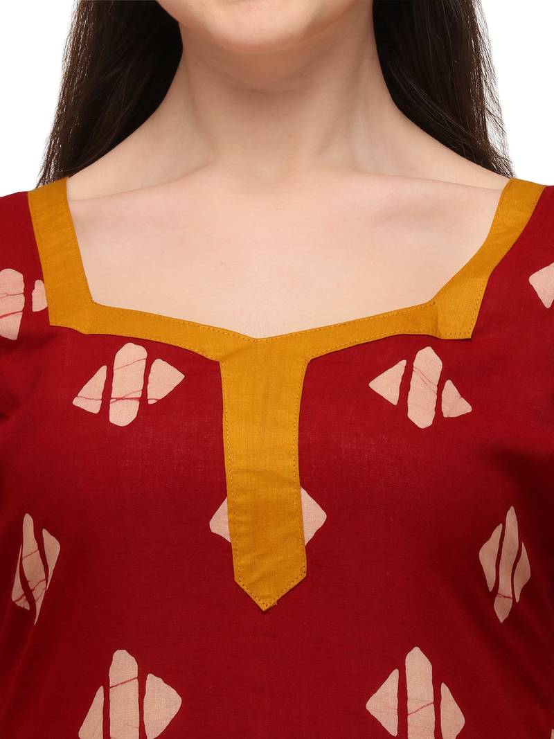 maroon Soft Cotton Wex Batik Print Suits