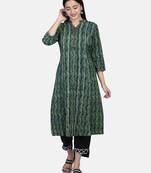 GREEN HANDBLOCK PRINTED KURTA