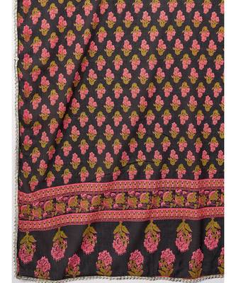 Women's Floral Print & sequience work Round Flared Cotton Pink Kurta With Palazzo & dupatta 6