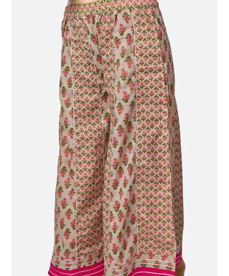 Women's Floral Print & sequience work Round Flared Cotton Light Grey Kurta With Palazzo & dupatta 6