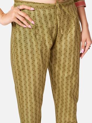 Women's Floral Print & sequience work Straight Cotton Yellow Kurta With Pant & dupatta 6