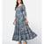 Women's Printed & Hand work Anarkali Cotton Blue Kurta