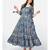 Women's Printed & Hand work Anarkali Cotton Blue Kurta